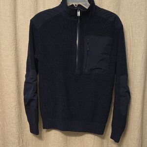 BASS OUTDOOR Men's S Dark Blue pullover Quarter-Zip sweater